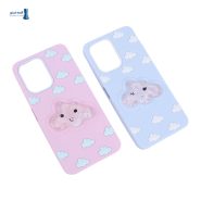 دو قاب آکواریومی ابری برای Redmi 13C و Poco C65، در رنگ‌های صورتی و آبی پاستلی با ابر مایع متحرک.