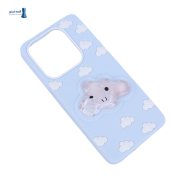 قاب آکواریومی ابری آبی پاستلی شیائومی Redmi Note 14 5G با طرح ابر سفید و مایع متحرک.