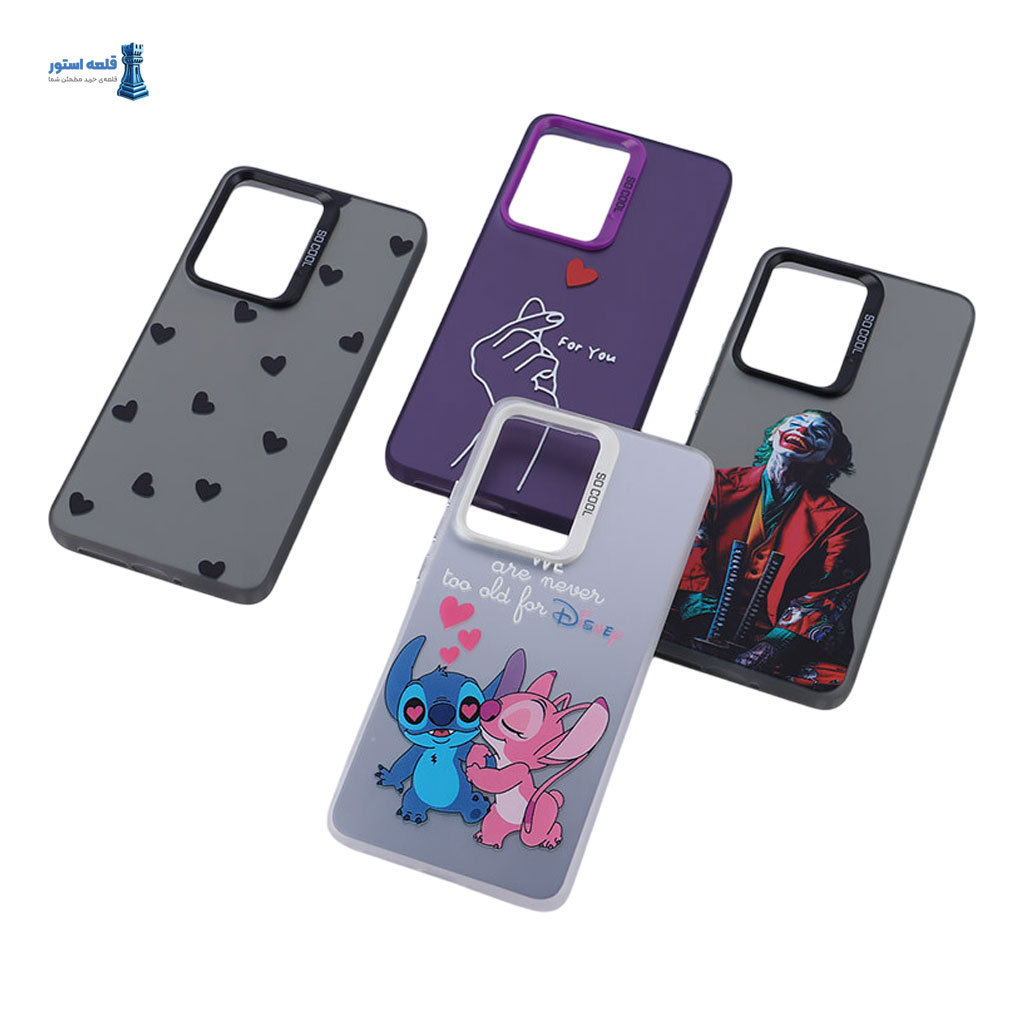 مجموعهای از چهار قاب PC سخت So Cool شیائومی Poco X7 Pro با طرحهای متنوع شامل قلب، استیچ، جوکر و دست قلبساز.