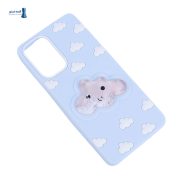 قاب آکواریومی ابری آبی پاستلی Samsung Galaxy A73 با طرح ابر خندان و محفظه مایع متحرک.