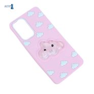 قاب آکواریومی ابری صورتی پاستلی Samsung Galaxy A73 با طرح ابر خندان و محفظه مایع متحرک.