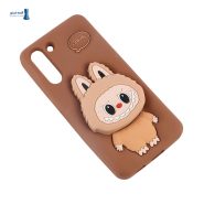 اب سیلیکونی قهوه‌ای Samsung Galaxy S21 FE 5G با طرح 3D شخصیت LABUBU