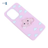 قاب آکواریومی ابری صورتی پاستلی شیائومی Redmi Note 13 4G با طرح ابر خندان مایع متحرک و شاین دار.