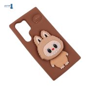 قاب سیلیکونی Labubu S24 Ultra رنگ قهوه‌ای
