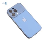 قاب Auto Focus اورجینال iPhone 14 Pro محافظ لنزدار آبی روشن با فریم نقره‌ای