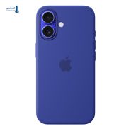 قاب سیلیکونی آیفون ۱۶ اورجینال آبی کاربنی، بهترین گارد سیلیکونی iPhone 16 و کاور ژله‌ای آیفون ۱۶ آبی کاربنی