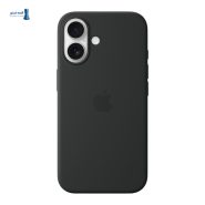 قاب سیلیکونی آیفون ۱۶ اورجینال مشکی، بهترین گارد سیلیکونی iPhone 16 با روکش مخملی.