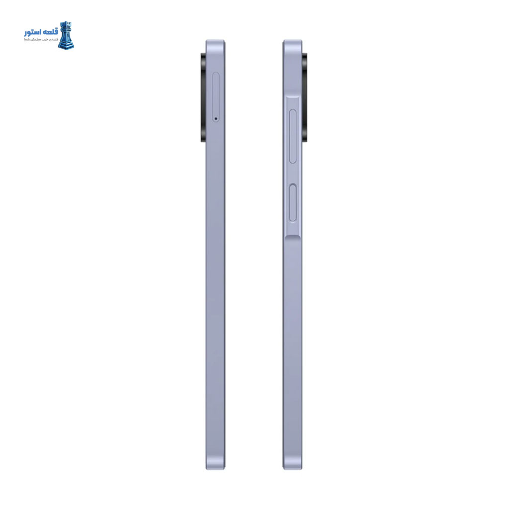 نمای کناری گوشی A07 رنگ بنفش، شامل دکمههای تنظیم صدا و قفل (پاور)